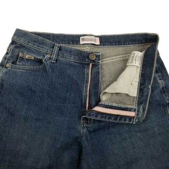 Lee Jeans Women's size 12 M Straight Leg Dark Wash Mom High Rise Pink W33 L29.5 - Picture 6 of 12